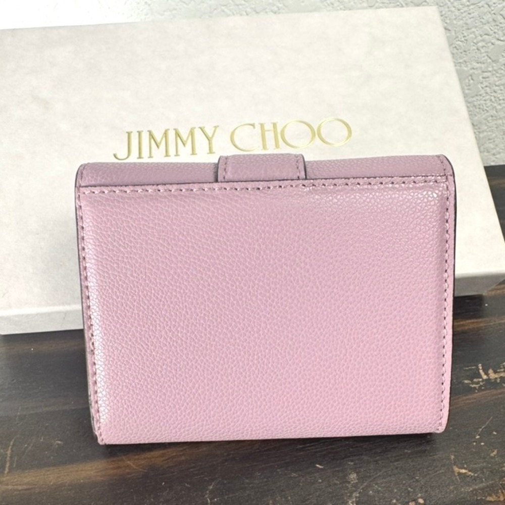 Jimmy Choo Cheri Cosmos Pink Leather Wallet with Crystal Buckle - Picture 5 of 10